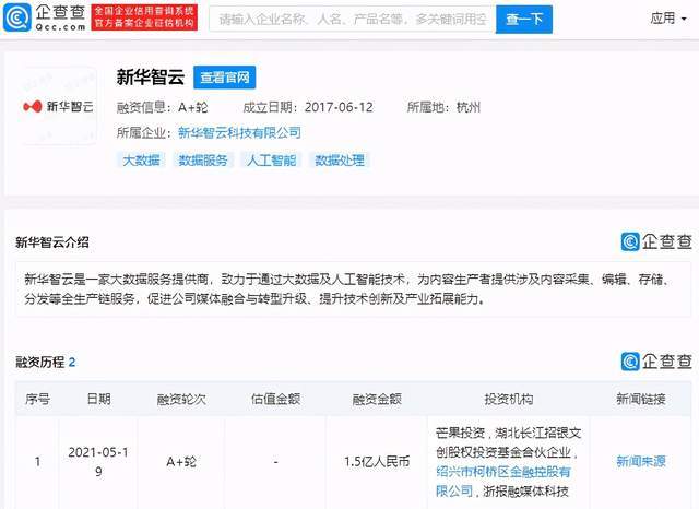 芒果投資新華智云 阿里系股東聯(lián)手拓展大數(shù)據(jù)與廣告業(yè)務(wù)